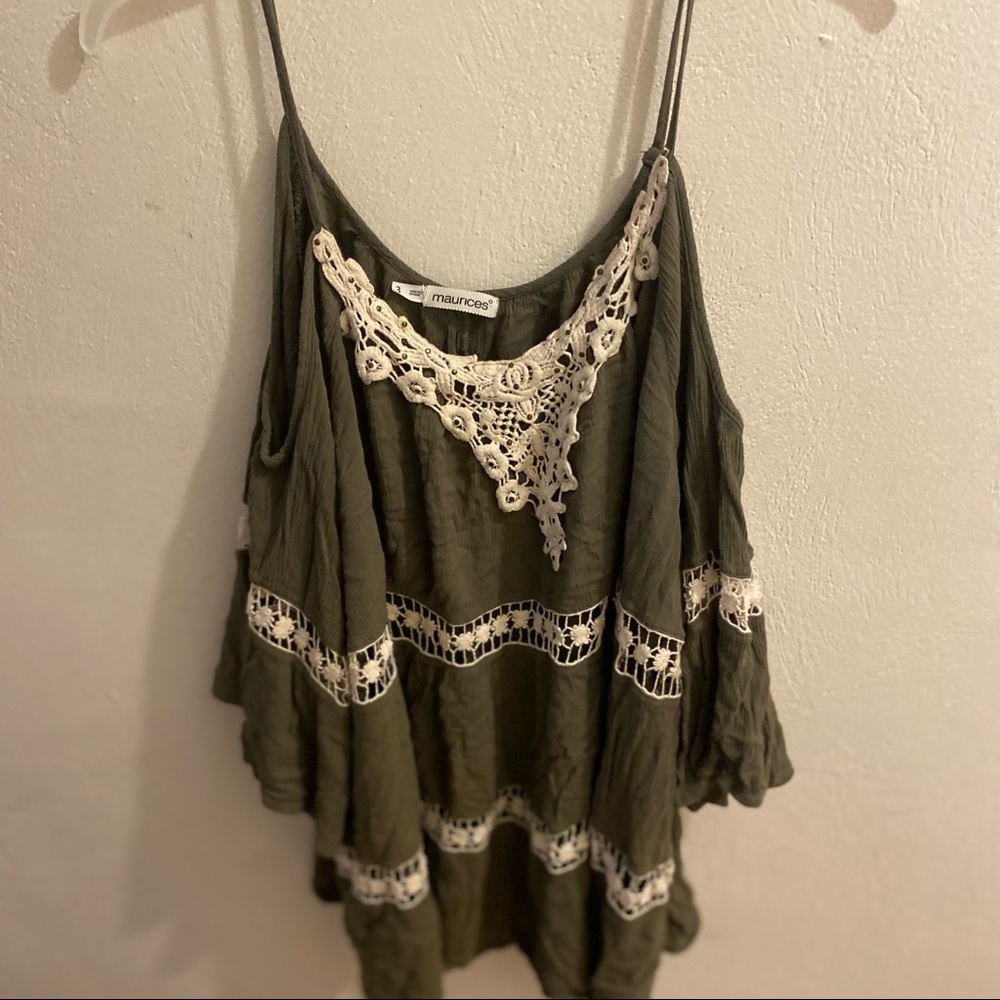 Maurice’s cold shoulder boho blouse crocheted trim